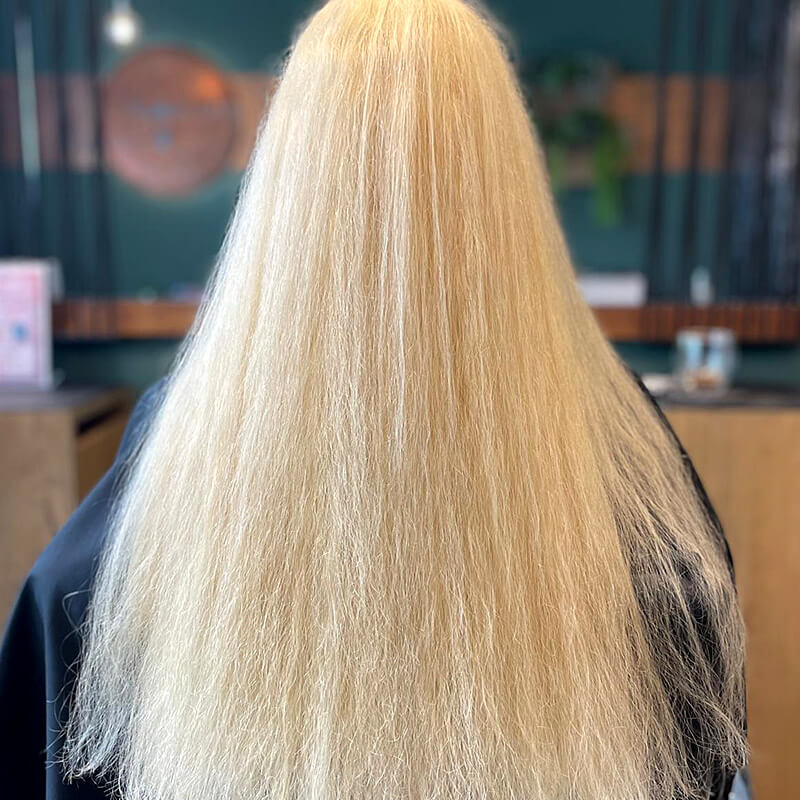 Intensive Haarfarben von unseren Farb-Spezialistinnen in der FRISEUR LOUNGE Johannisthal, Berlin: Schritt 1 Blondierung